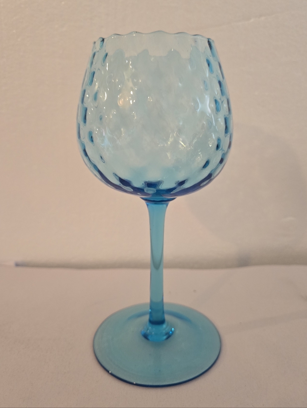 MID-CENTURY EMPOLI ART GLASS OPTIC PANEL TEAL GLASS VASE 13"